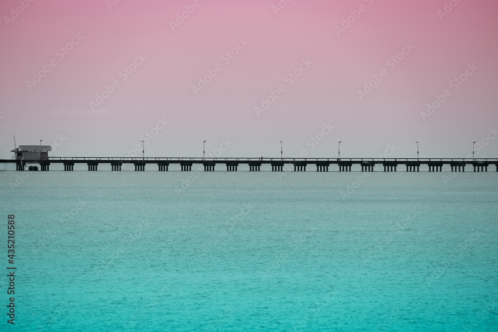 blue sea water and pier bridge minimalism summer nature background