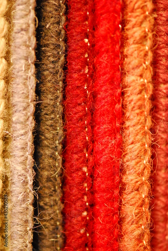 Close up of colourful carpet samples