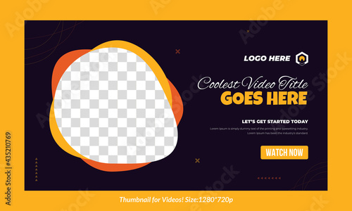 Editable video thumbnail design for social media customizable video cover yellow black and orange color combination