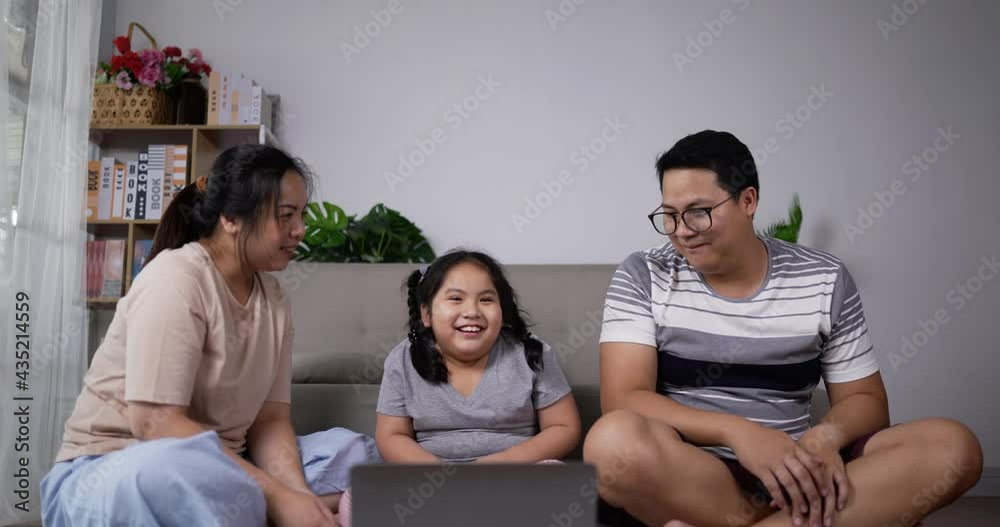 Happy family enjoy to dancing with fun in living room Happy family enjoy to dancing with fun in living room