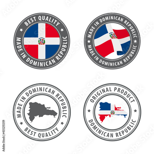 Free Download Made in Dominican Republic - set of labels, stamps, badges, with the Dominican Republic map and flag. Best quality. Original product. - GFXLoad