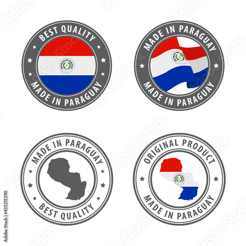 Made in Paraguay - set of labels, stamps, badges, with the Paraguay map and flag. Best quality. Original product. Free Download Made in Paraguay - set of labels, stamps, badges, with the Paraguay map and flag. Best quality. Original product. - GFXLoad