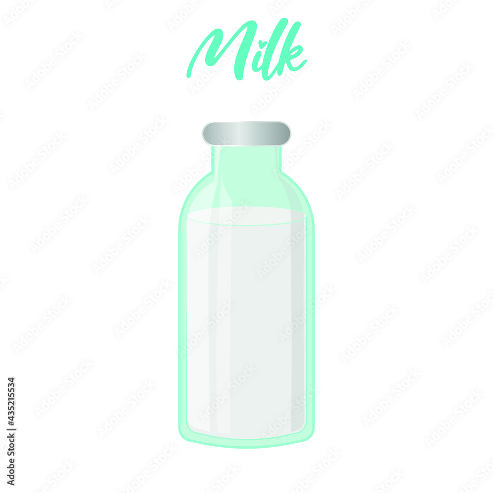 Milk bottle. Isolated fresh and organic milk bottle. Vector flat bottle pf milk. Graphic cartoon design element. Fresh dairy drink ful of protein. Milk bottle. Isolated fresh and organic milk bottle. Vector flat bottle pf milk. Graphic cartoon design element. Fresh dairy drink ful of protein.