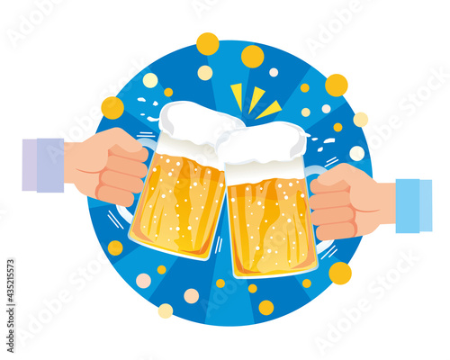 乾杯するビールジョッキ