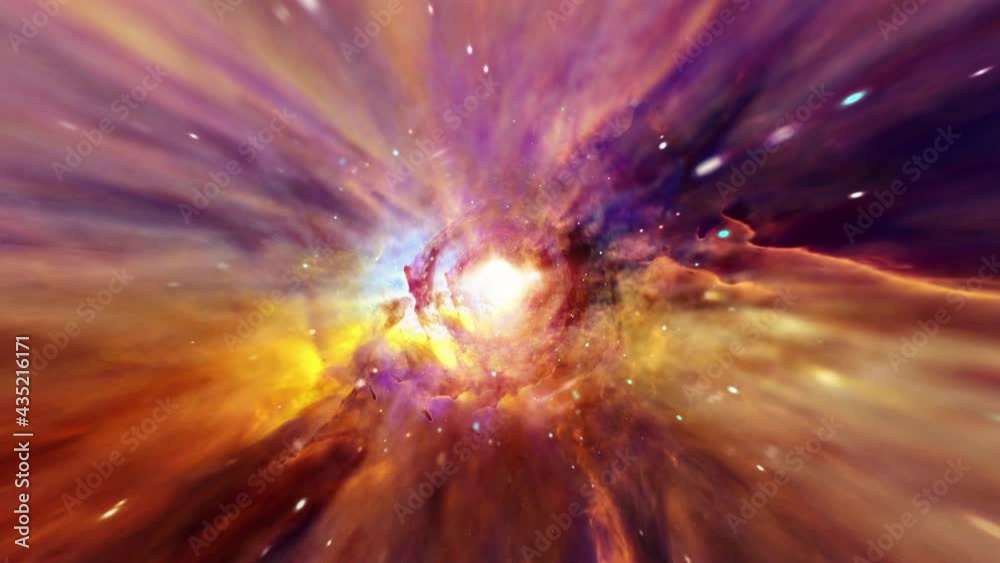 Abstract colorful hyperspace tunnel through space time vortex. 4K 3D Loop Sci-Fi interstellar space travel through wormhole. Abstract teleportation velocity jump in cyberspace with supernova light.
