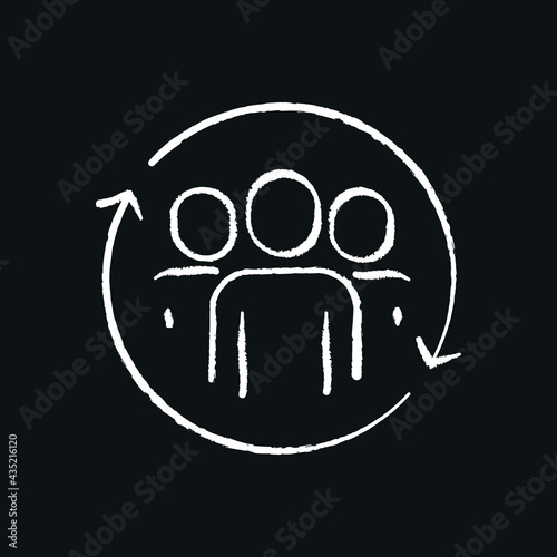 Business partnership chalk icon. Synergy, teamwork, collaboration, research, meeting. Thin line vector black and white illustration.