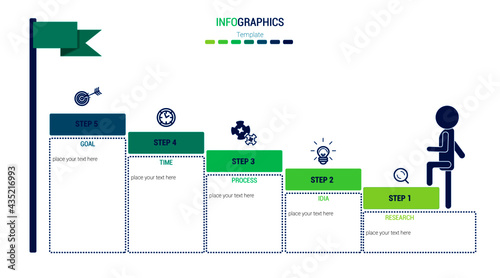 Vector infographic label template with icons. 5 options or steps. Infographics for business concept. Used for presentations, info graphics, web sites, flow charts, banners, printed documents.
