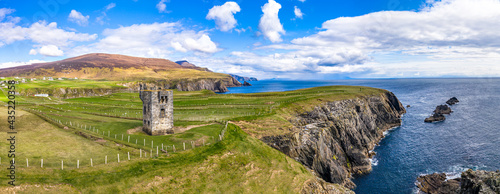 Aerial view of the Napoleonic Signal Tower in Malin Beg - County Donegal, Ireland