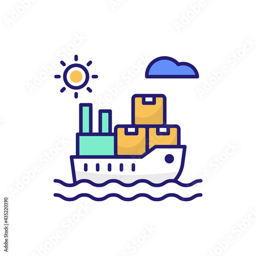 Cargo Ship vector icon style illustration. EPS 10 File