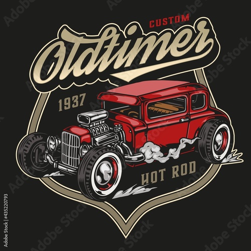 Custom retro car vintage label