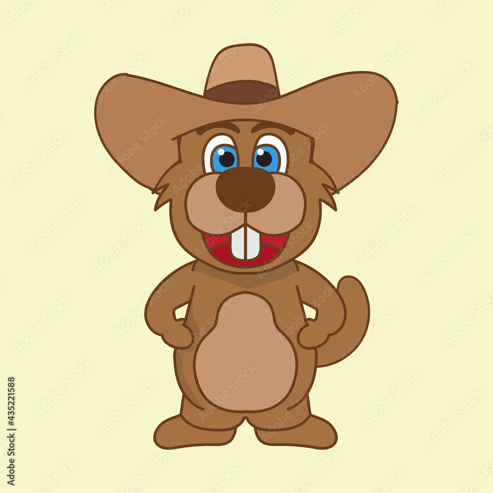 cartoon illustration of an otter mascot with a cowboy hat cartoon illustration of an otter mascot with a cowboy hat