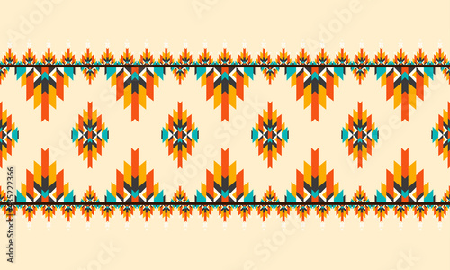 Geometric ethnic pattern embroidery .carpet,wallpaper,clothing,wrapping,batik,fabric,Vector illustration embroidery style.