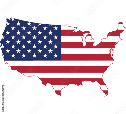 Map Flag of United States of America isolated on white background. Vector illustration eps 10