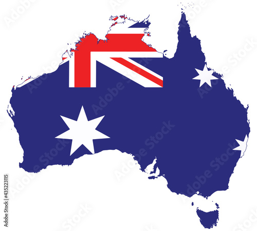 Map Flag of Australia isolated on white background. Vector illustration eps 10