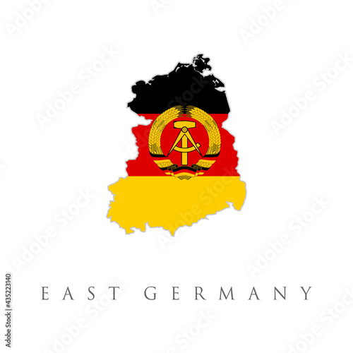 German Democratic Republic flag map. East germany flag symbol. Old German Democratic Republic historical flag, Germany, 1959-1990. DDR flag and map
