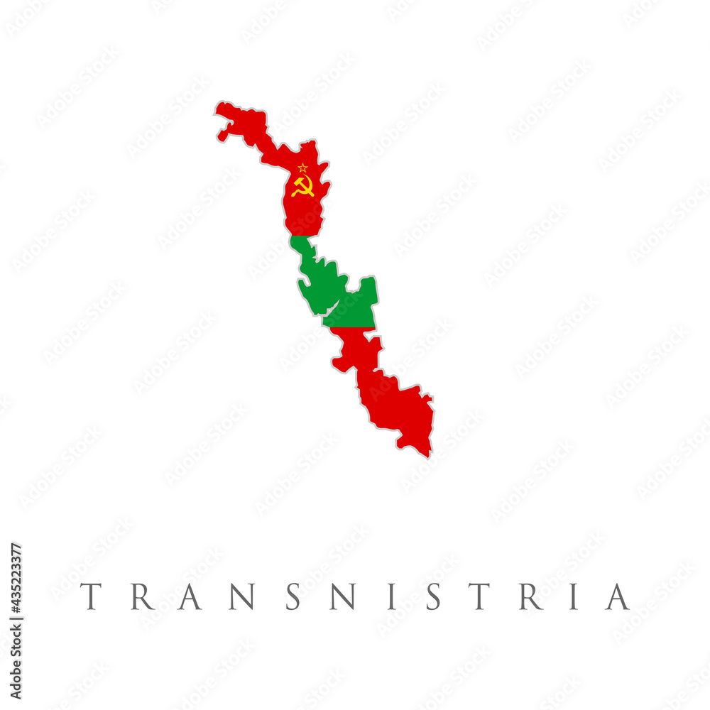 Map with flag of Transnistria isolated on white. National flag for country of Transnistria isolated, banner for your web site design logo, app, UI. check in. map Vector illustration, EPS10.