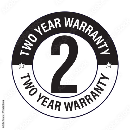 2 year warranty vector icon, black in color