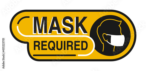 No entry without mask yellow prohibit sticker