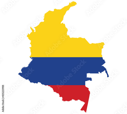 Map Flag of Colombia isolated on white background. Vector illustration eps 10