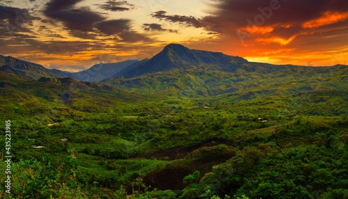 Vista de un Atardecer en una montaña de la comarca Ngabe-Buglé Panamá  photo