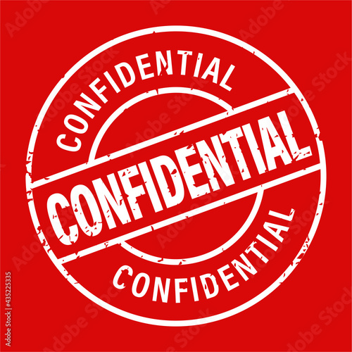confidential vector icon isolated on red background