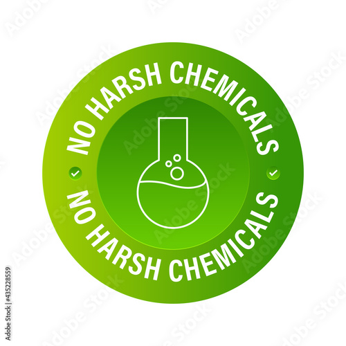 'no harsh chemicals added' vector icon, green in color