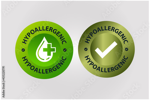 hypoallergenic vector icon set with drop and tick mark, health care icon set