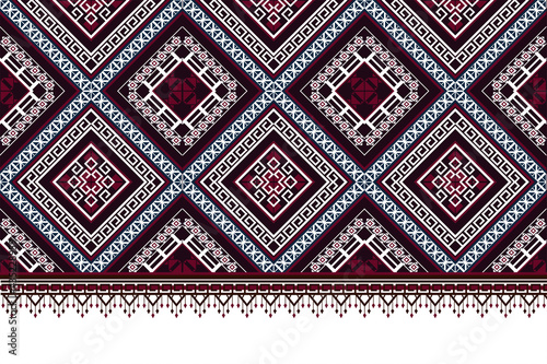 Geometric ethnic pattern embroidery .carpet,wallpaper,clothing,wrapping,batik,fabric,Vector illustration embroidery style.