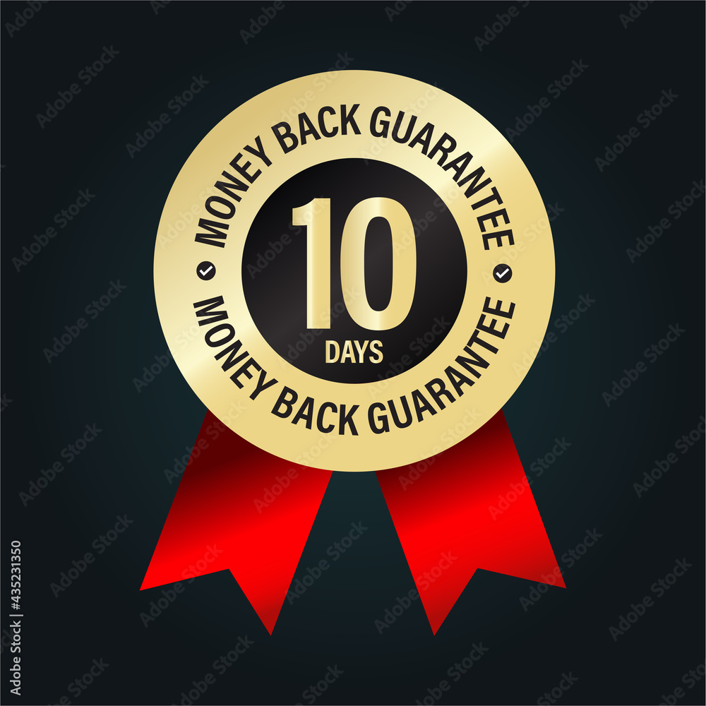 10 days money back guarantee golden vector icon isolated on dark background 10 days money back guarantee golden vector icon isolated on dark background