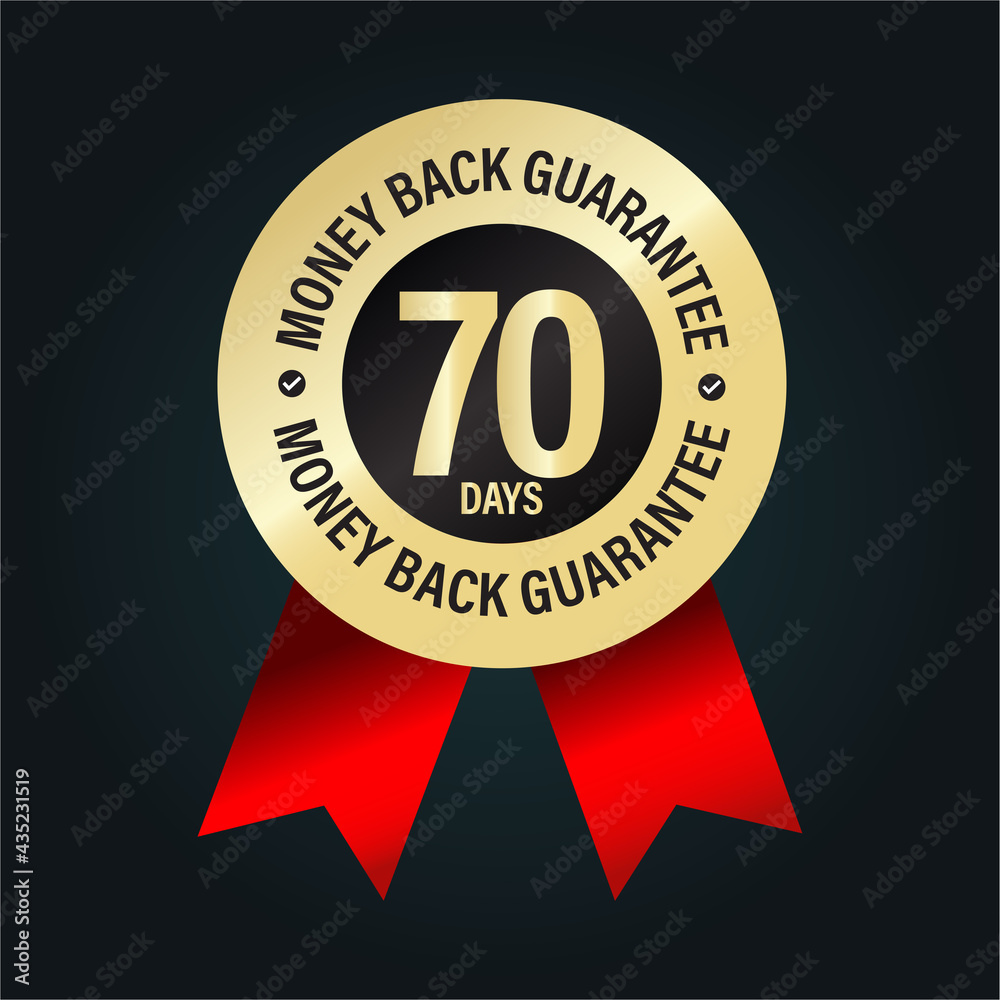 Naklejka premium 70 days money back guarantee vector icon with red ribbon