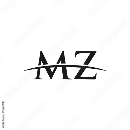 MZ initial swoosh horizon, company logo design inspiration
