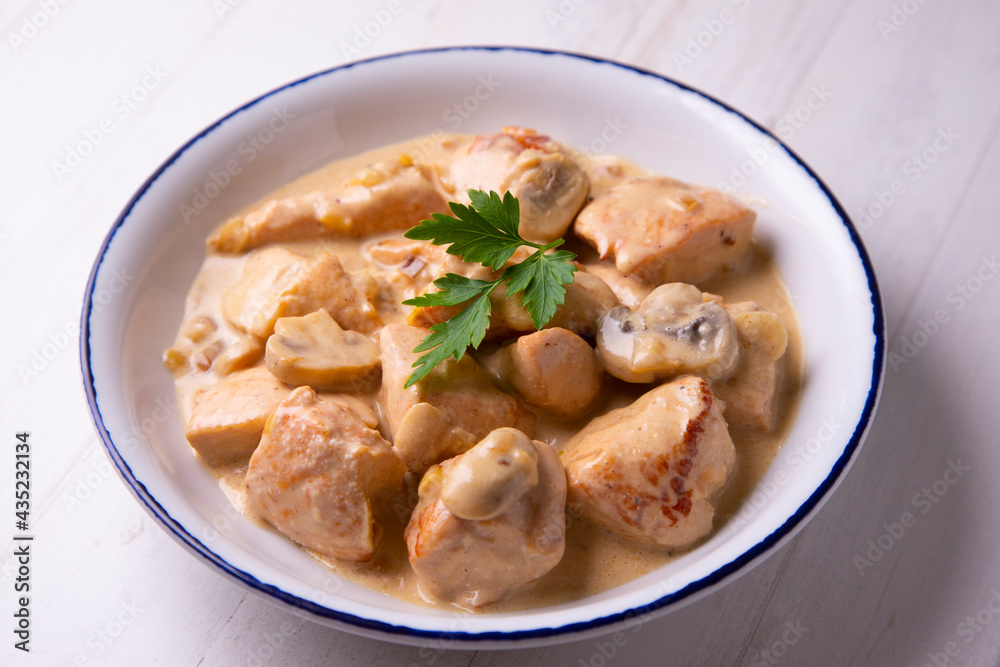 Meat with strogonoff sauce. Traditional Russian recipe. Meat with strogonoff sauce. Traditional Russian recipe.