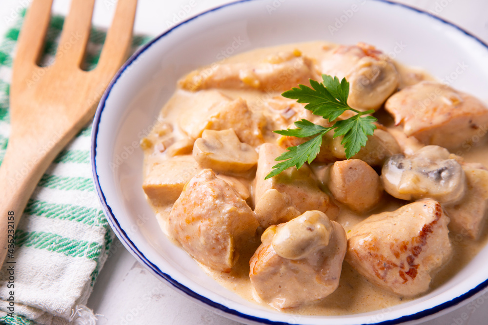 Meat with strogonoff sauce. Traditional Russian recipe. Meat with strogonoff sauce. Traditional Russian recipe.