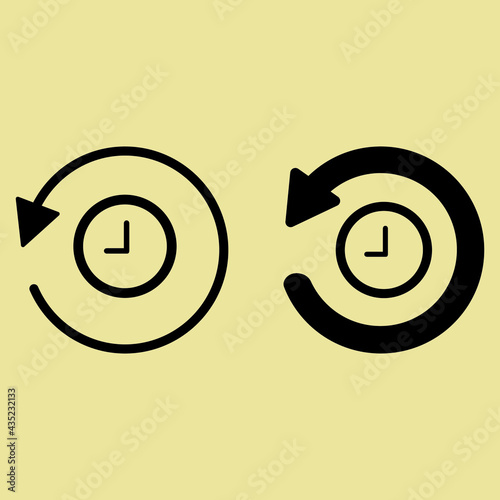 History, clock with arrow around circular line icon. Round  sign. Flat style vector symbol. Icon set