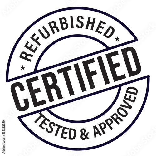 certified refurbished product. quality control tested and approved minimal vector icon