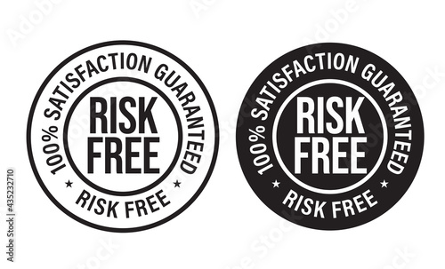risk free- 100% satisfaction guaranteed vector icon set. black in color