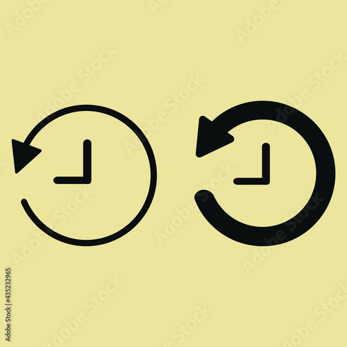 History, clock with arrow around circular line icon. Round  sign. Flat style vector symbol. Icon set