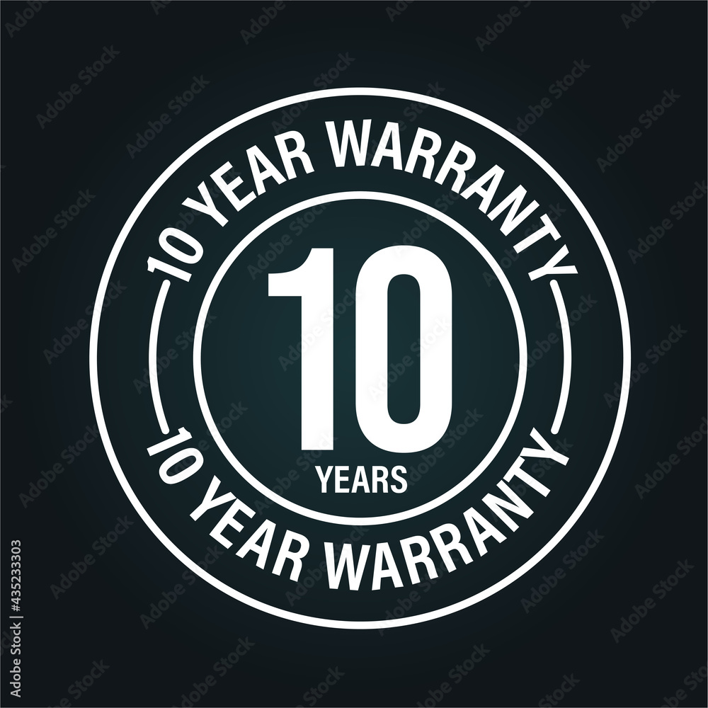 10 years warranty isolated  on dark backgrounds