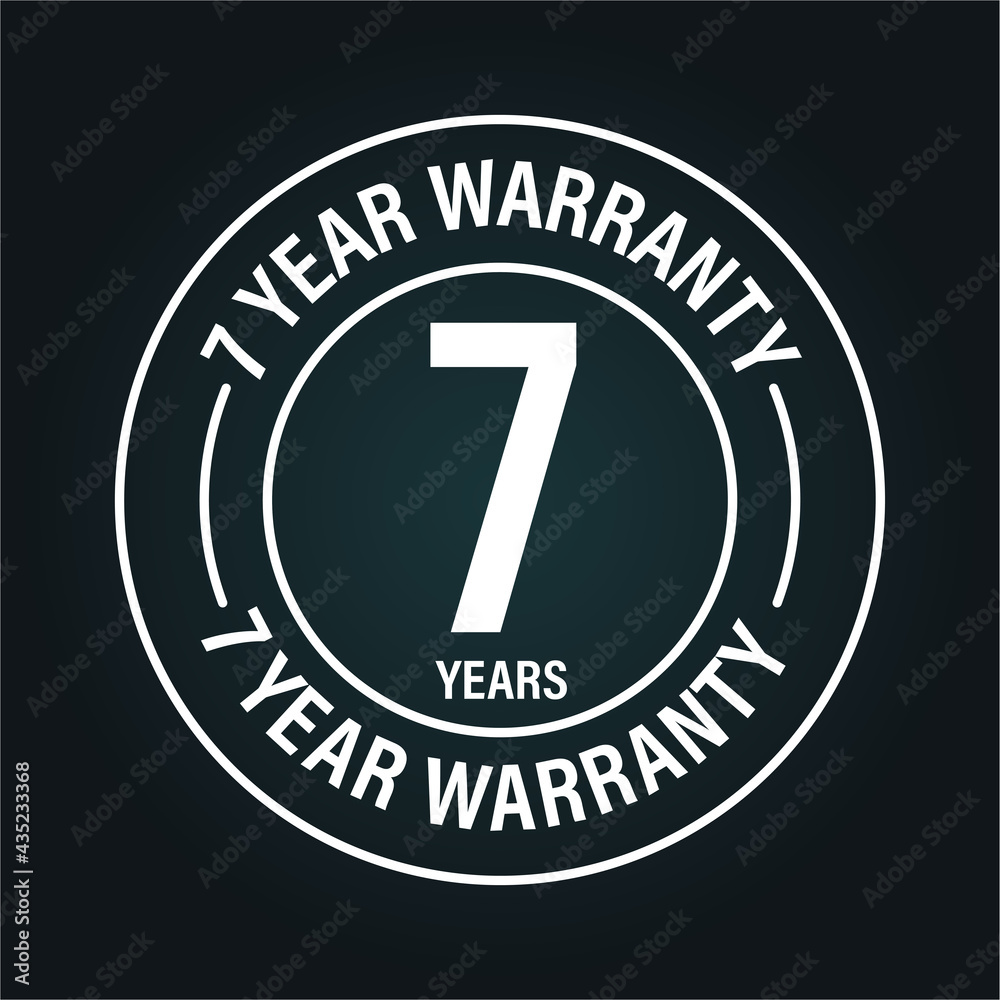 7 year warranty vector icon isolated on dark background