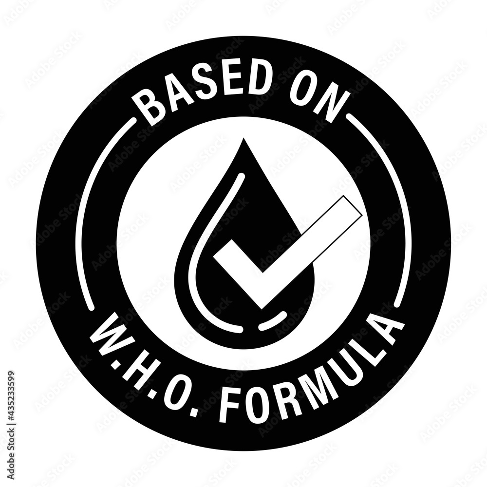 'premium quality, based on who formula' vector icon with drop and tick 'premium quality, based on who formula' vector icon with drop and tick