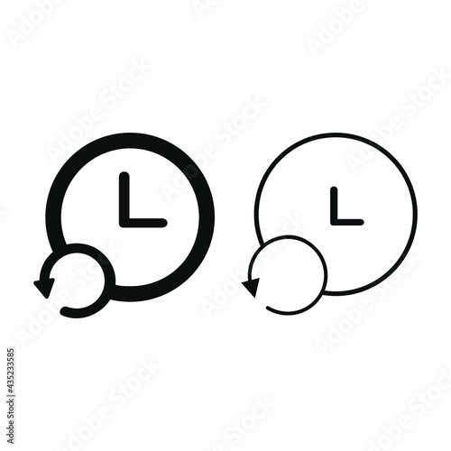 History, clock with arrow around circular line icon. Round sign. Flat style vector symbol. Icon set