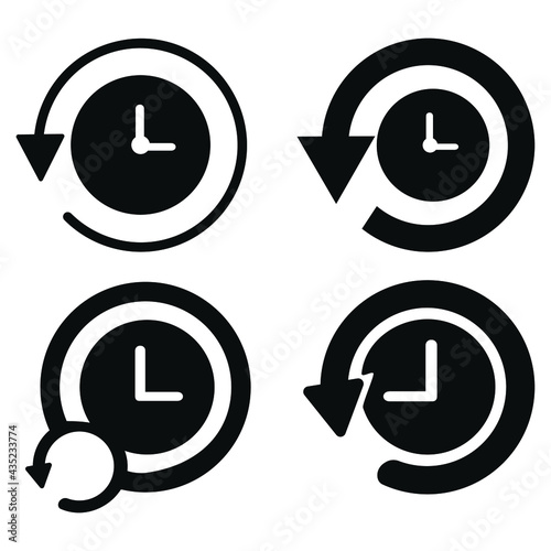 History, clock with arrow around circular line icon. Round  sign. Flat style vector symbol. Icon set