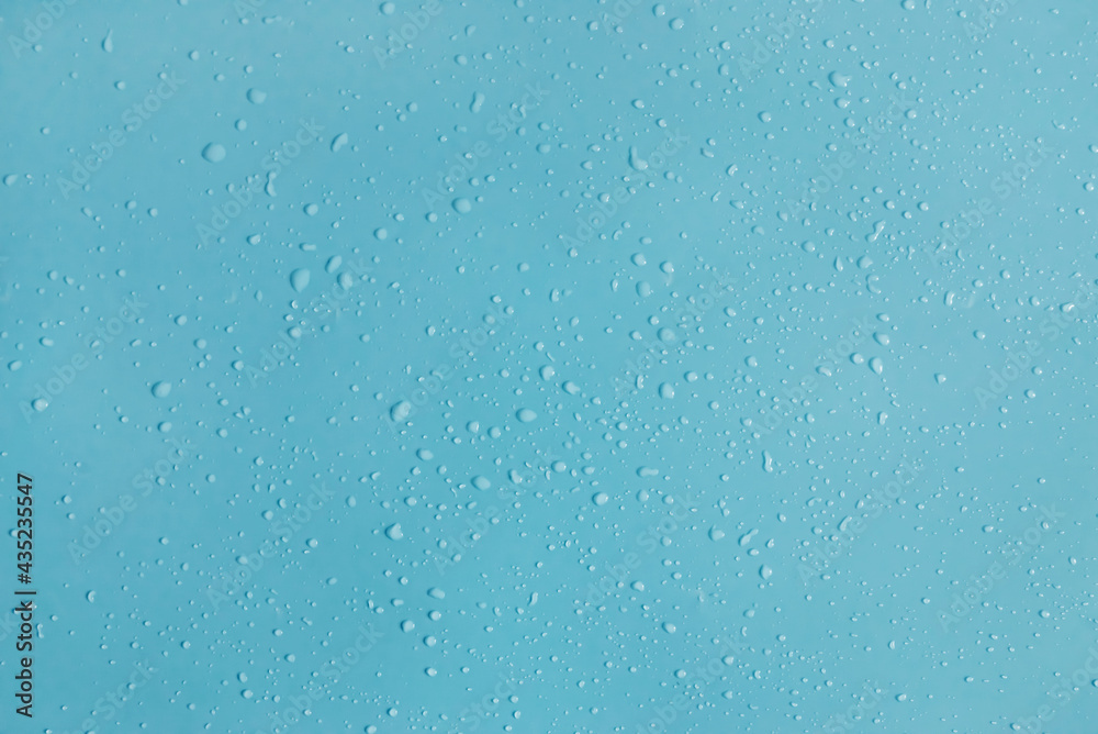 drops of water on a blue background.