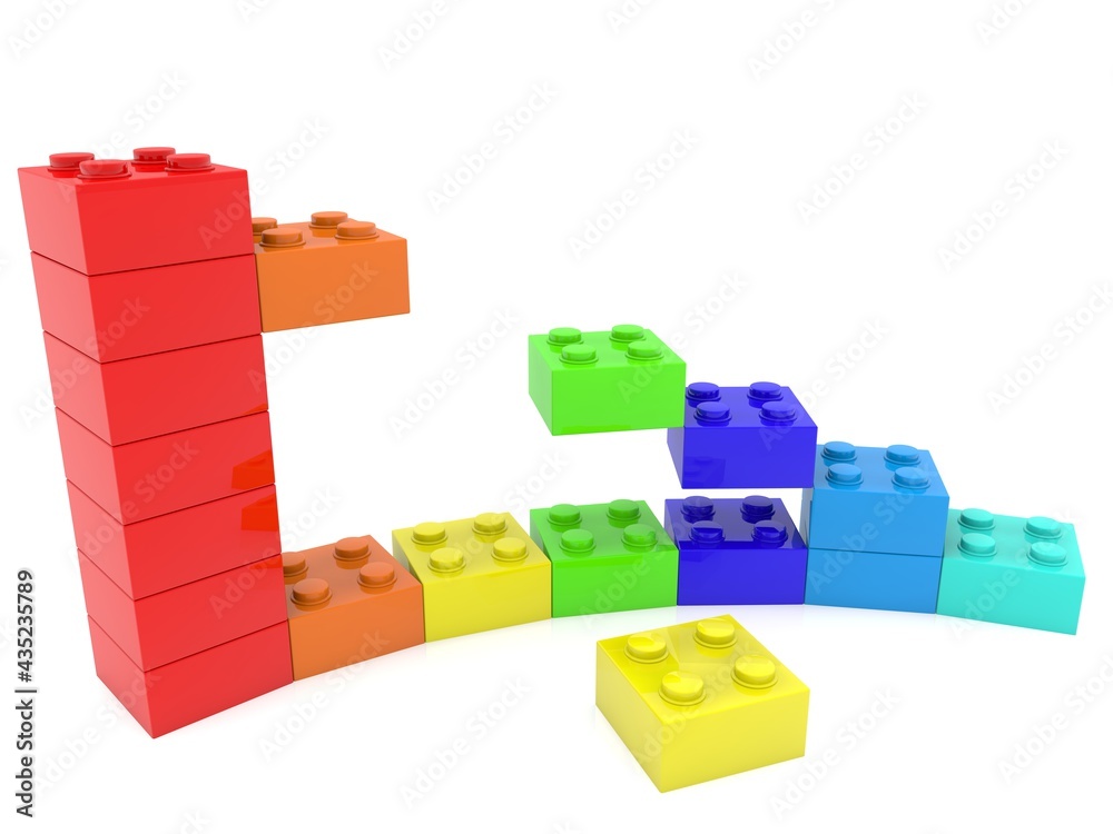 Obraz premium Unfinished abstract business concept from colored toy bricks