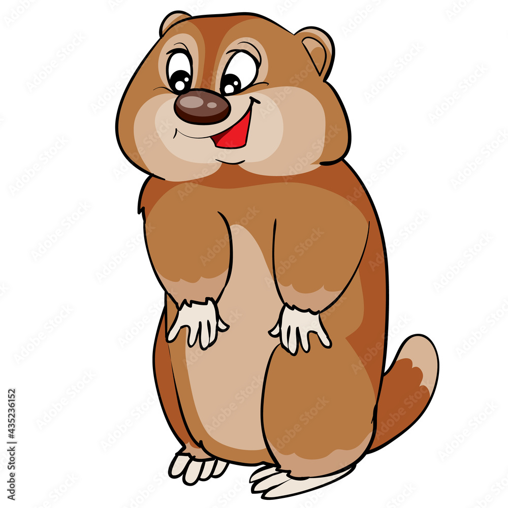 Obraz premium cute gopher character in brown color, cartoon illustration, isolated object on white background, vector,