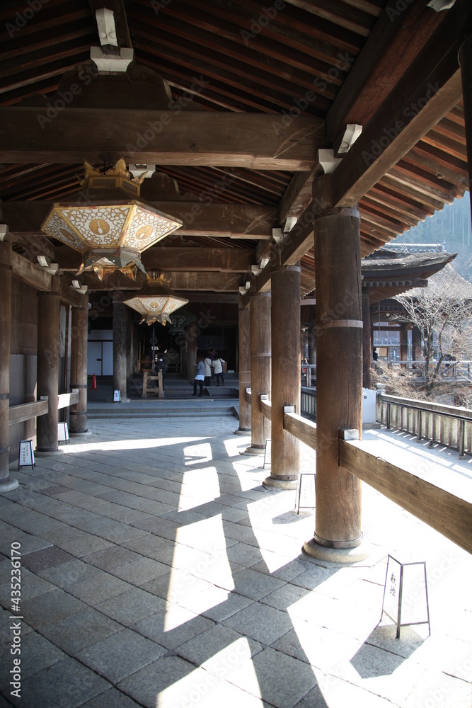 Kyoto, Japan-MARCH 12, 2013: Higashiyama kiyomizu-Hondo (Main hall) Kyoto, Japan-MARCH 12, 2013: Higashiyama kiyomizu-Hondo (Main hall)