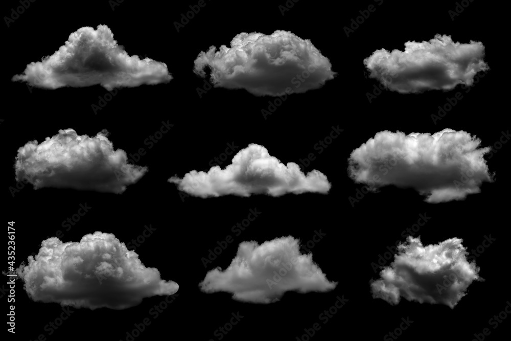 White cloud isolated on a black background realistic cloud. White cloud isolated on a black background realistic cloud.