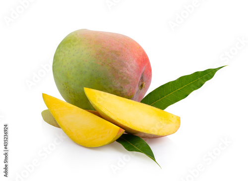 Ripe mango on white background
