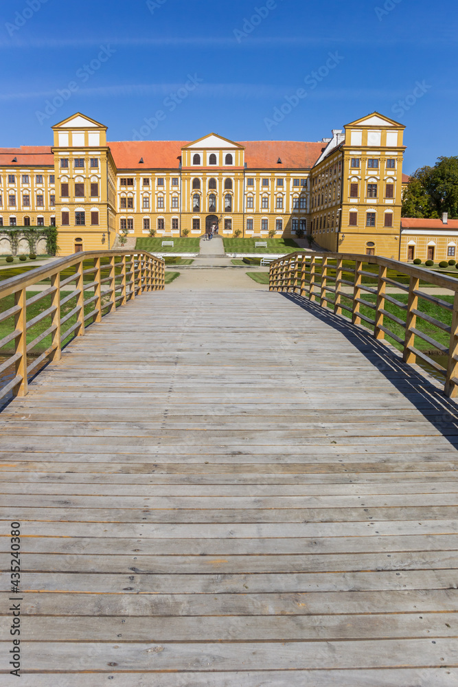 Wooden bridge of the historic castle of Jaromerice nad Rokytnou, Czech Republic