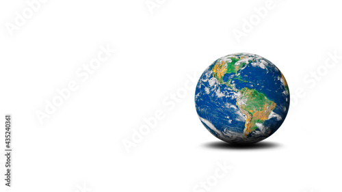 Earth globe on white background with copy space, World environment day concept. Elements of this image furnished by NASA